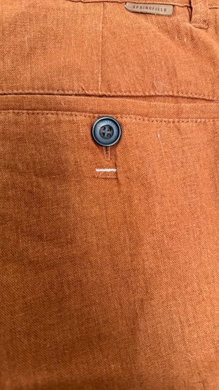 Bermudas de lino color marrón/naranja