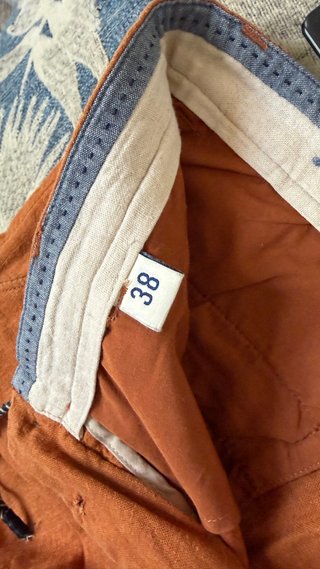 Bermudas de lino color marrón/naranja