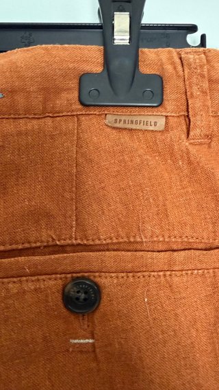 Bermudas de lino color marrón/naranja