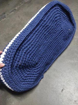 Minicuna crochet azul y blanco