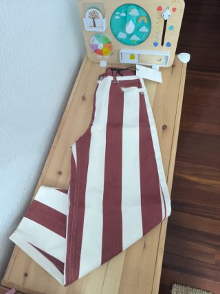 Pantalón Zara Tapered Rayas Marrón/Blanco T.36