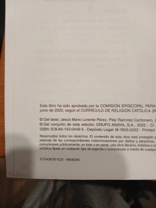 Libro de Religion 5 Primaria. Anaya