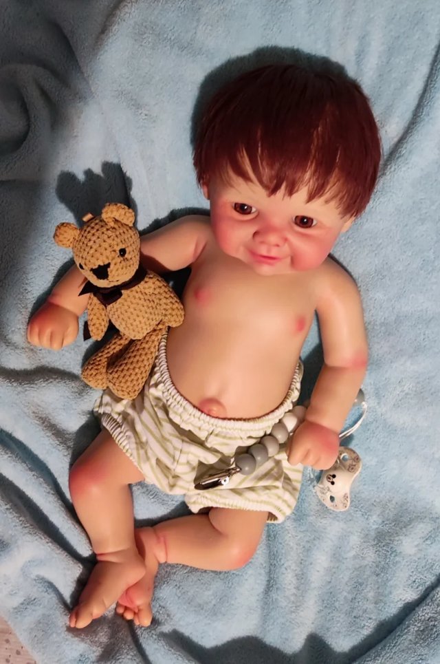 Tierno reborn silicona niño  con pelo caoba