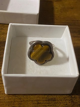 Anillo Piedra Ojo de Tigre Flor