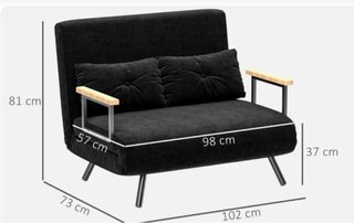 Sofá Cama 2 Plazas Terciopelo Negro