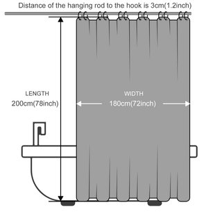 Cortina Ducha Antimoho 180x200cm