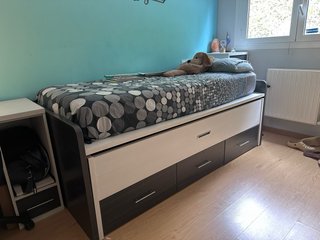 Cama nido individual beige y negro