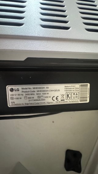 Microondas LG 1000W Blanco