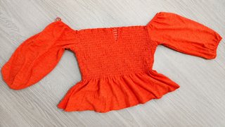Blusa Naranja Smock Manga Abullonada