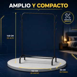 Perchero burro de ropa metálico con zapatero