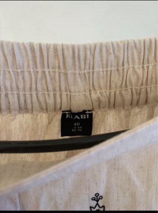 Pantalón Kiabi Beige Lino Estampado