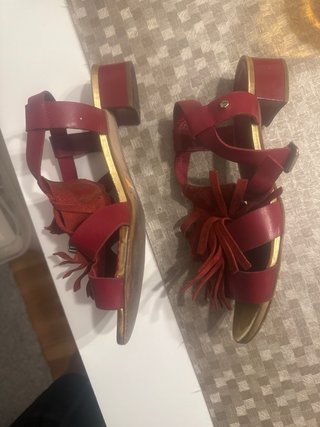 Sandalias Martinelli 1973 Rojas y Doradas