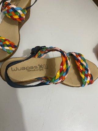 Sandalias de cuero, multicolor, solo 1 uso