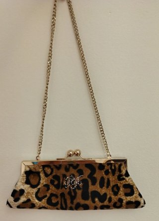 Pochette leopardata con strass