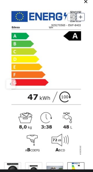 Lavadora Edesa 8kg 1400rpm EWF-8403 WH - NUEVA