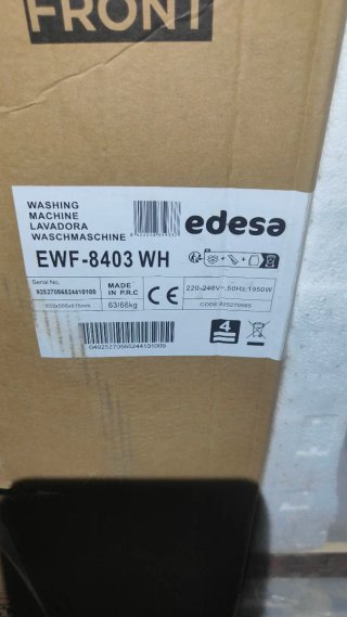 Lavadora Edesa 8kg 1400rpm EWF-8403 WH - NUEVA