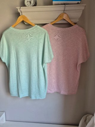 Pack 2 camisetas punto fino verde y rosa