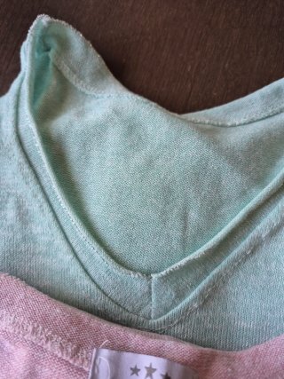 Pack 2 camisetas punto fino verde y rosa