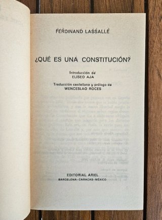 Libro: Que es una Constitución ? Ferdinand Lassall