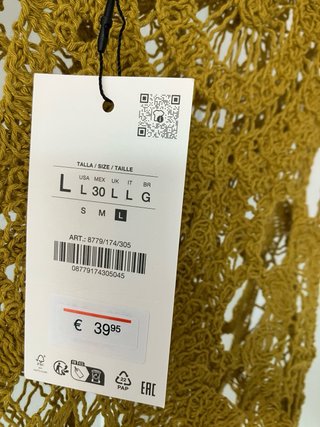 Zara vestido crochet largo asimétrico mostaza L
