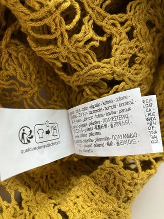 Zara vestido crochet largo asimétrico mostaza L