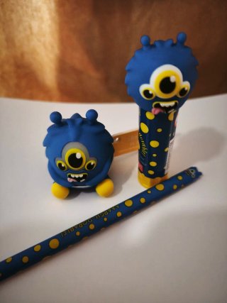 Legami Set Monstruo Azul Bolígrafo y Goma