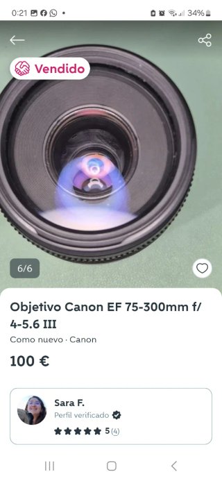 Objetivo Canon EF 75-300mm f/4-5.6 III