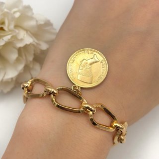 Pulsera de oro 18kt con monedas
