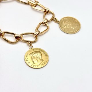 Pulsera de oro 18kt con monedas