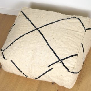 Puf Meli 60x60x25 cm Algodón Beige/Negro