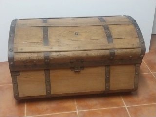 Baúl Antiguo de Viaje Madera y Metal