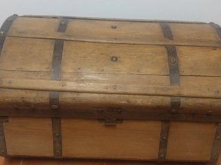 Baúl Antiguo de Viaje Madera y Metal