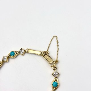 Pulsera de oro 14kt con turquesa y circonitas