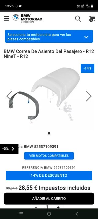 Correa asiento BMW R nineT
