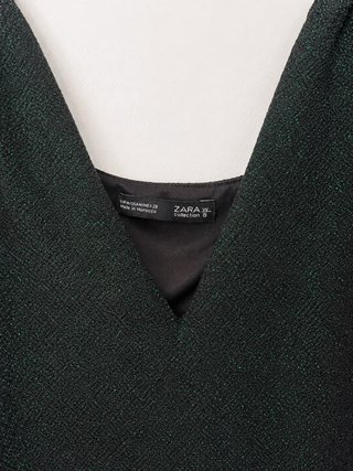 Top Zara negro verde brillo fiesta tirantes