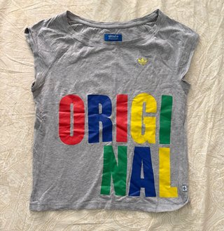 Camiseta Adidas Original Gris Mujer Talla XS