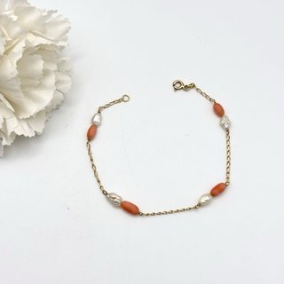 Pulsera oro 18kt con coral y perla