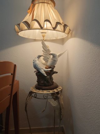 Lámpara Vintage Años 80 Aves Porcelana