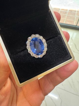 Sortija Oro Blanco Zafiro y Diamantes