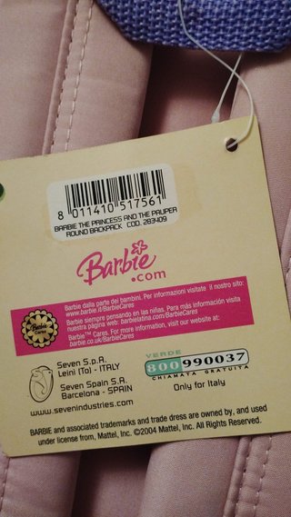 Zaino Barbie La Principessa e la Plebea Vintage