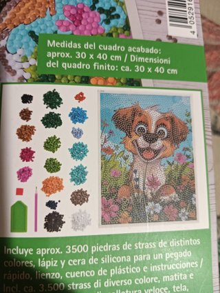 Pintura Diamantes Crelando Perro Flores