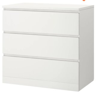 Cómoda Malm Ikea 3 cajones blanca