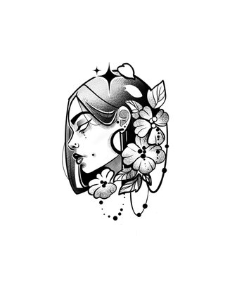 Tattoo blackwork floral.