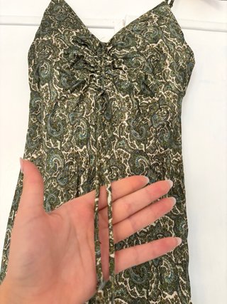 Vestido verde mini tirantes paisley