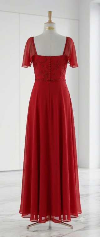 Vestido rojo de fiesta con pedrería