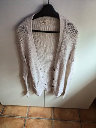 Chaqueta Hollister larga de punto blanca Talla XS