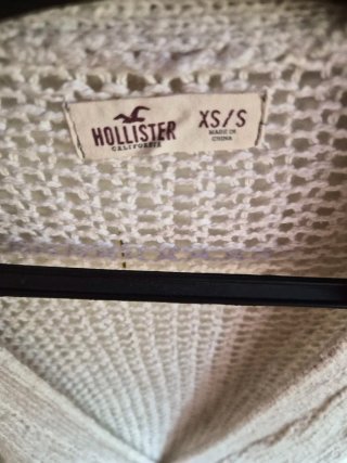 Chaqueta Hollister larga de punto blanca Talla XS