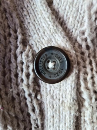 Chaqueta Hollister larga de punto blanca Talla XS