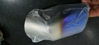Cola de escape acero inoxidable azul