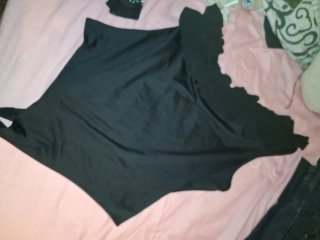 Body pedrería negro talla S/M,uno con pedreria
